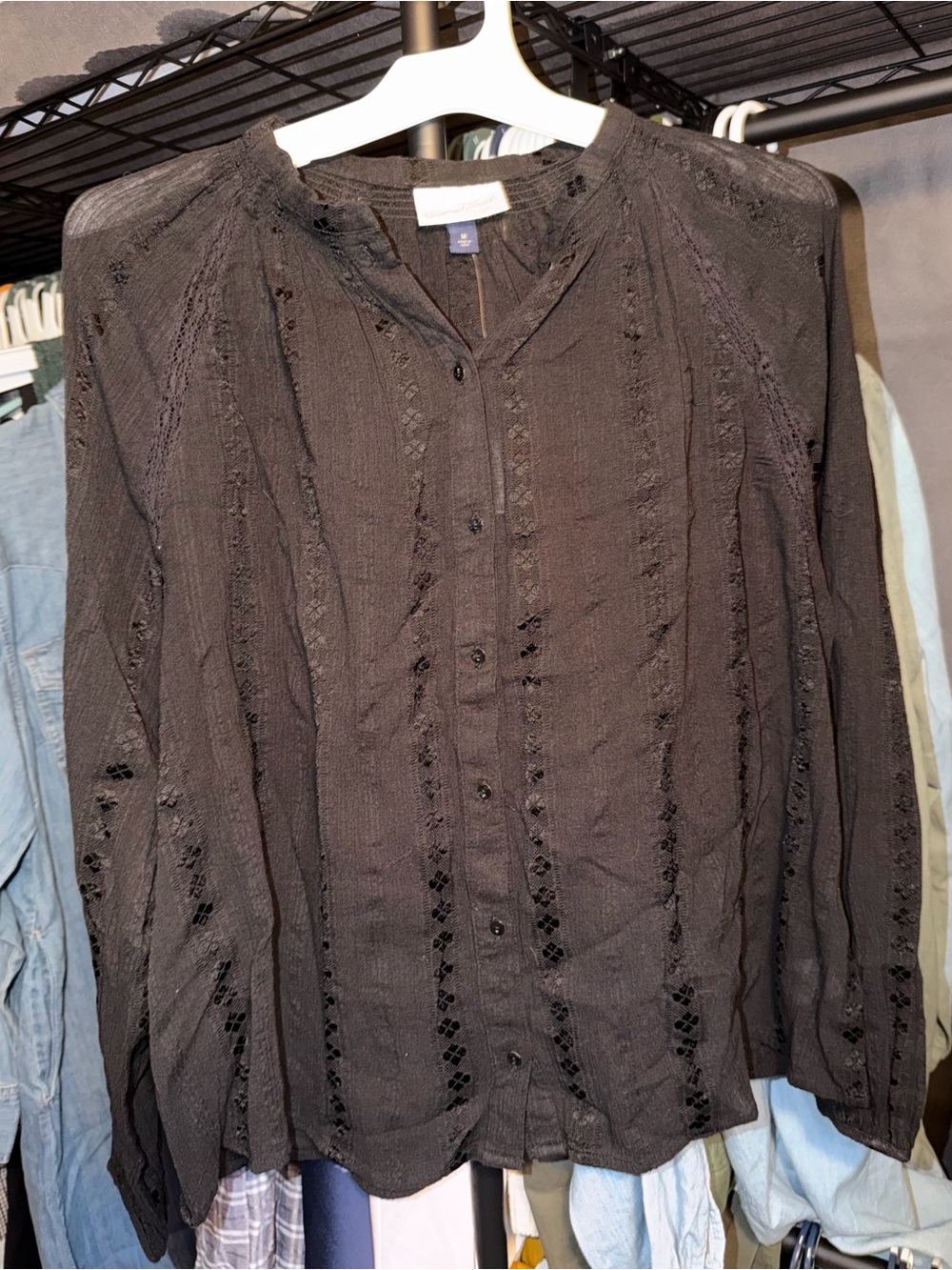 Universal Thread Black Button Down Blouse Size Medium